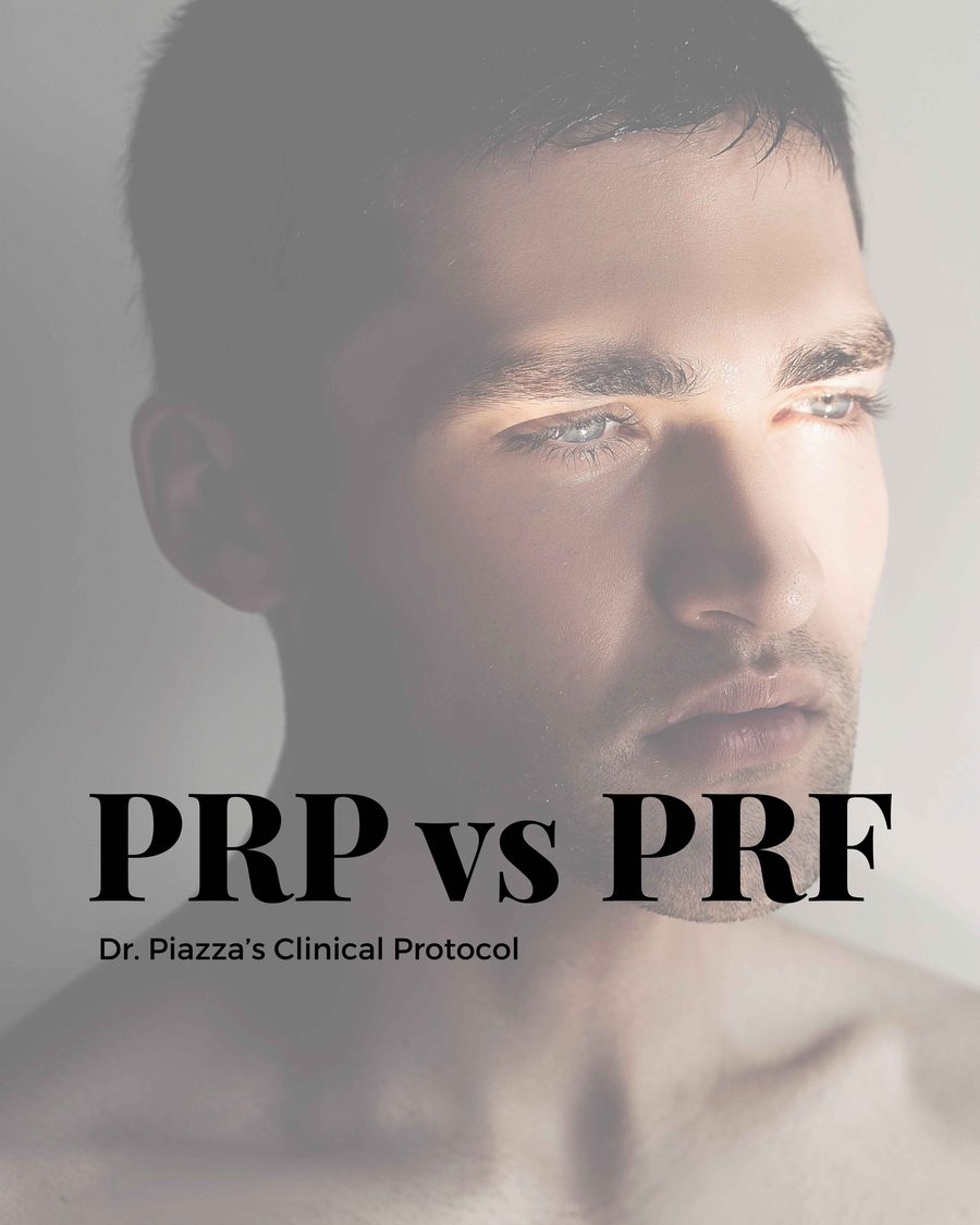 Image of man describing difference between PRP and PRF injections