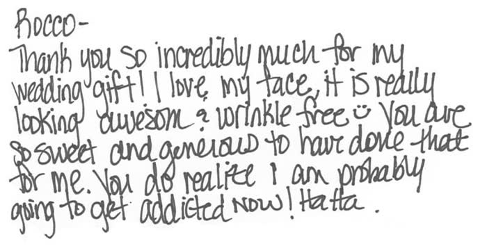 Thank-you note from a Piazza Center patient
