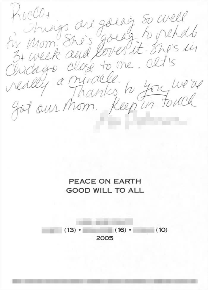 Thank-you note from a Piazza Center patient