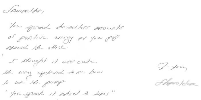 Thank-you note from a Piazza Center patient